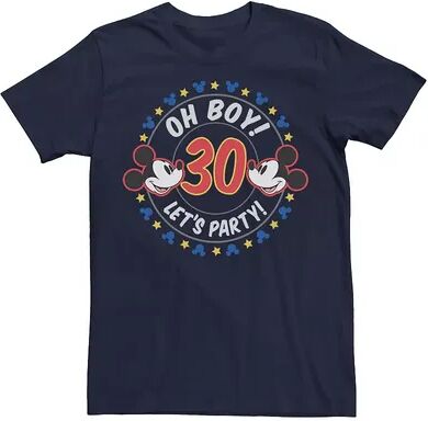 Disney Men's Disney Mickey & Friends Oh Boy Let's Party 30th Birthday Tee, Size: Medium, Blue