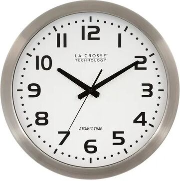 La Crosse Technology 16-Inch Stainless Steel Atomic Clock, Silver