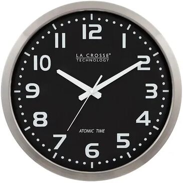 La Crosse Technology 16-in. Atomic Analog Wall Clock, Black