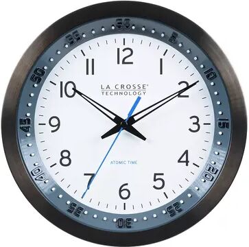 La Crosse Technology 404-54667-INT 10-Inch Atomic Chapter Ring Stainless Steel Analog Clock, Black