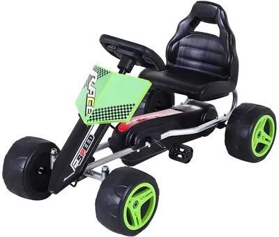 Aosom Kids Go Kart 4 Wheeled Ride On Pedal Car Racer for 3 years for Boys and Girls Outdoor Green