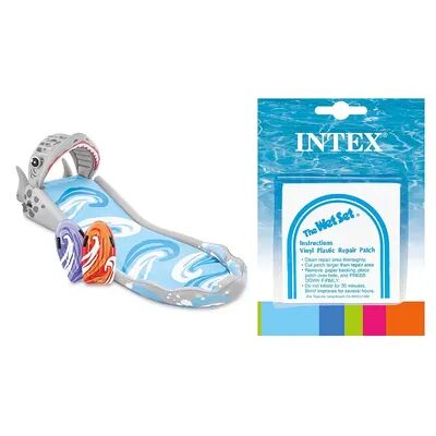 Intex Surf 'N Slide Inflatable Kids Water Slide and Wet Set Repair 6 Patch Kit, Multicolor