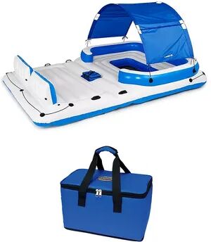 Bestway Tropical Breeze 6 Person Floating Island Raft w/ Intex Repair Patch Kit, Brt Blue