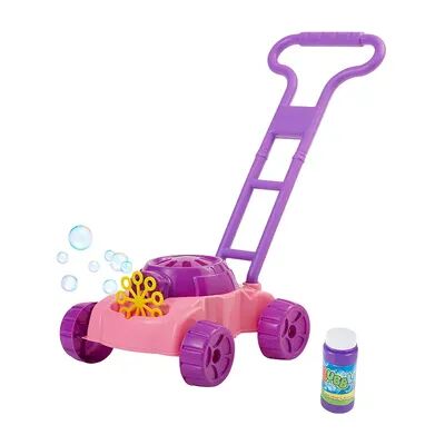 Hey! Play! Bubble Lawn Mower Push Toy Lawn Mower with Bubbles Included, Pink And Purple