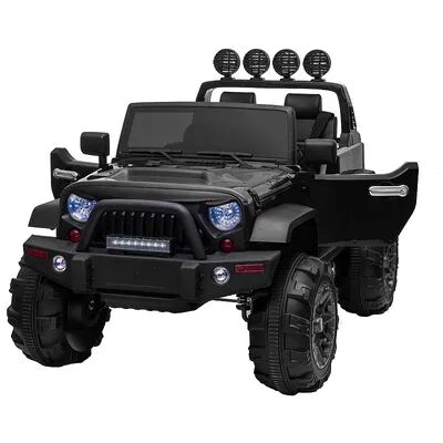 TOBBI 12V Kids Electric Battery Powered 2 Speed Open Top SUV Ride On Toy, Black, Grey
