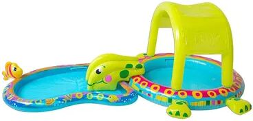 Banzai Shade 'N Slide Turtle Inflatable Kiddie Splash Pool Set with Sprinkler, Multicolor