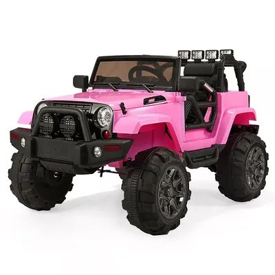 TOBBI 12V Kids Electric Battery Powered Wrangler Ride On Toy with Remote, Med Pink