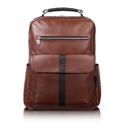 McKlein Logan Leather 17-Inch Laptop and Tablet Backpack, Brown