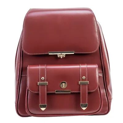 McKlein Maryville Leather Business Laptop Backpack, Red