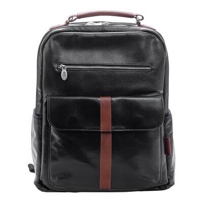 McKlein Logan Leather 17-Inch Laptop and Tablet Backpack, Black