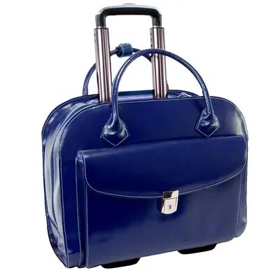 McKlein Granville Leather 15-Inch Wheeled Laptop Briefcase, Size: Cmptr Case, Blue