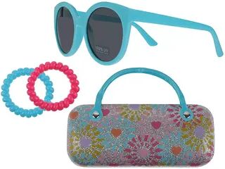 Elli by Capelli Girls Elli by Capelli Sunglasses, Case, & 2 Hair Coils Set, Tie Dye Hearts