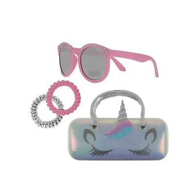 Elli by Capelli Girls Elli by Capelli Sunglasses, Case, & 2 Hair Coils Set, Dark Pink