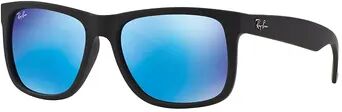 Ray-Ban Justin RB4165 55mm Rectangle Mirror Sunglasses, Light Blue