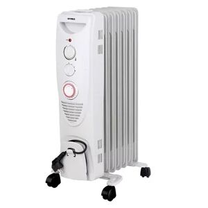 Optimus Portable 7 Fins Oil Filled Radiator Heater with Timer, White
