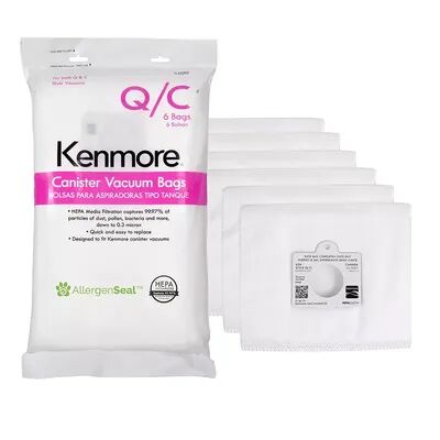 Kenmore HEPA Cloth Vacuum Bags for Canister Vacuums - Type QC (6-Pack), White