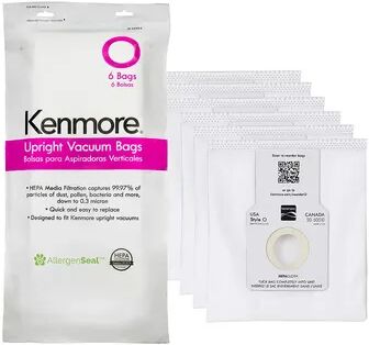 Kenmore HEPA Cloth Vacuum Bags for Upright Vacuums - Type O (6-Pack), White