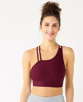 Tek Gear One-Shoulder Sports Bra, Women's, Size: XL, Dark Red