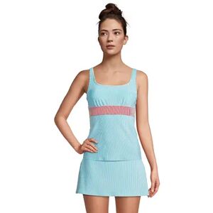 Lands' End Women's Lands' End Seersucker UPF 50 Bust Minimizer Squareneck Tankini Top, Size: 6, Blue Red Yllw Stripe