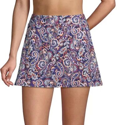 Lands' End Women's Tall Lands' End Print UPF 50 Tummy Control Swim Skirt, Size: 6 LONG, Dark Blue