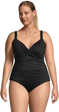 Lands' End Plus Size Lands' End Bust Enhancer UPF 50 V-Neck Tankini Top, Women's, Size: 18 W, Black