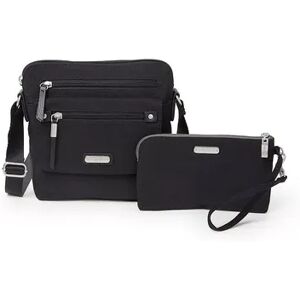 Baggallini Escape Crossbody Bag with RFID-Blocking Wristlet, Black