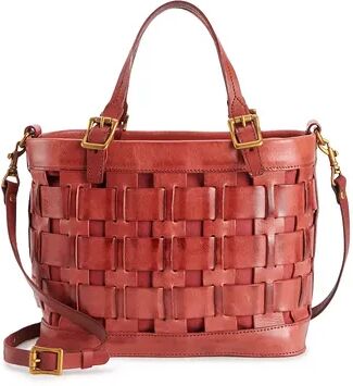 AmeriLeather Dorgon Latigo Leather Basket Handbag, Red