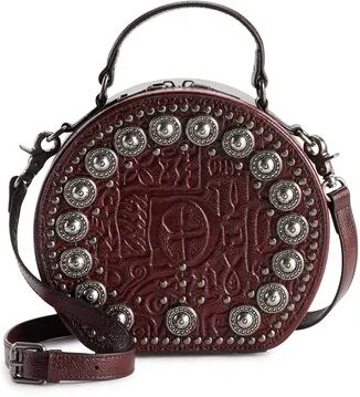 AmeriLeather Jetta Embellished Leather Crossbody Handbag, Dark Red