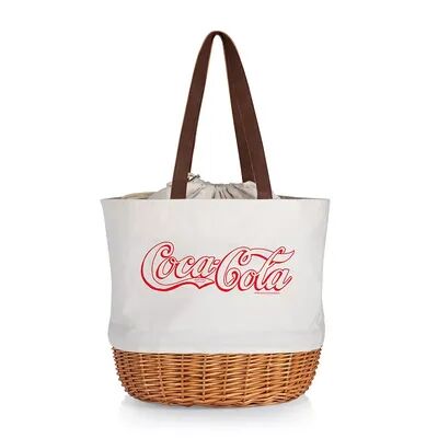 Picnic Time Coca-Cola Coronado Canvas & Willow Basket Tote, Beig/Green