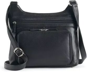 ili Leather Crossbody Organizer Hobo Bag, Black