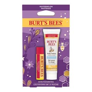 Burts Bees Hive Favorites Watermelon Holiday Gift Set with Watermelon Lip Balm & Travel Size Body Lotion, Size: 2 CT, Pink