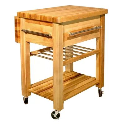 Catskill Craftsmen Baby Grand Workcenter Kitchen Cart With Wine Rack, Multicolor
