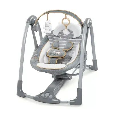 Ingenuity Boutique Collection Baby Swing N Go Portable Rocker Chair, Bella Teddy, Grey