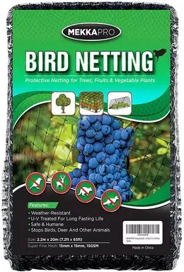 MEKKAPRO Heavy Duty Bird Netting, Garden Nets for Fruit, Vegetable, Plant Trees , Deer Netting and Fencing , Anti-Bird and Deer Net (7.2 x 65 feet),