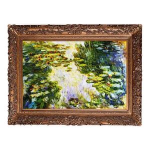 La Pastiche Water Lilies Claude Monet Framed Canvas Wall Art, Multicolor, 45.5X33.5