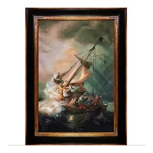 La Pastiche The Storm on the Sea of Galilee Rembrandt Framed Canvas Wall Art, Multicolor, 45X33