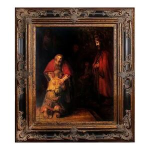 La Pastiche Return of the Prodigal Son Rembrandt Framed Canvas Wall Art, Multicolor, 35.5X31.5