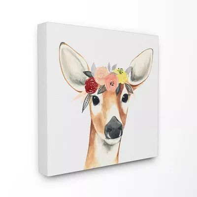 Stupell Home Decor Doe Eyed Deer in Flower Crown Canvas Wall Art, Multicolor, 24X24