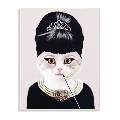 Stupell Home Decor Fashion Jewelry and Makeup Cat Plaque Wall Art, Multicolor, 12X18