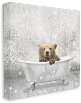 Stupell Home Decor Baby Bear Bath Canvas Wall Art, Grey, 24X24