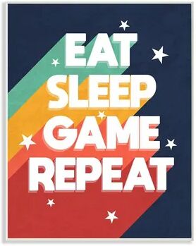 Stupell Home Decor Eat Sleep Game Repeat Quote Wall Art, Blue, 10X15