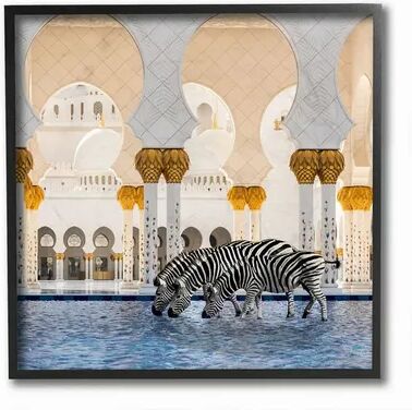 Stupell Home Decor Zebras in Arabesque Arch Courtyard Modern Architecture Wall Art, Multicolor, 12X12