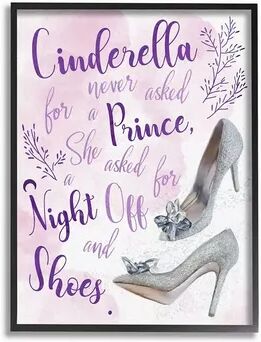 Stupell Home Decor Girls Stupell Home Decor Princess's Night Off Quote Glam Glitz Heels Fantasy Wall Art, Purple, 16X20