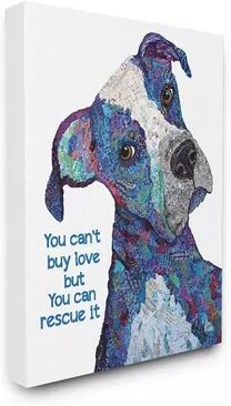 Stupell Home Decor You Can Rescue Love Colorful Pet Dog Canvas Wall Art, Blue, 24X30