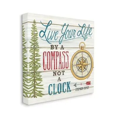 Stupell Home Decor Rustic Live Your Life by Compass Adventure Quote Wall Art, White, 17X17