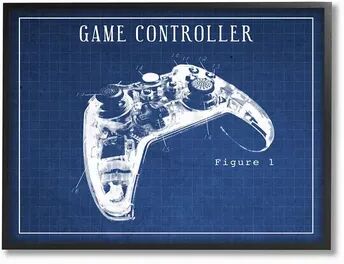 Stupell Home Decor Blueprint of Traditional Video Game Controller Figure One Wall Art, 16X20