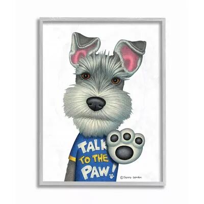 Stupell Home Decor Sassy Scotty Dog 'Talk to the Paw' Quote Family Pet Framed Wall Art, White, 16X20