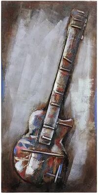 Empire Art Direct Electric Guitar Mixed Media Iron Dimensional Wall Art, Multicolor