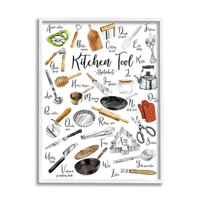 Stupell Home Decor Kitchen Tool Chart Framed Wall Art, Multicolor, 24X30