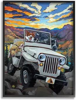 Stupell Home Decor Dogs Off-Roading Desert Framed Wall Art, Multicolor, 16X20